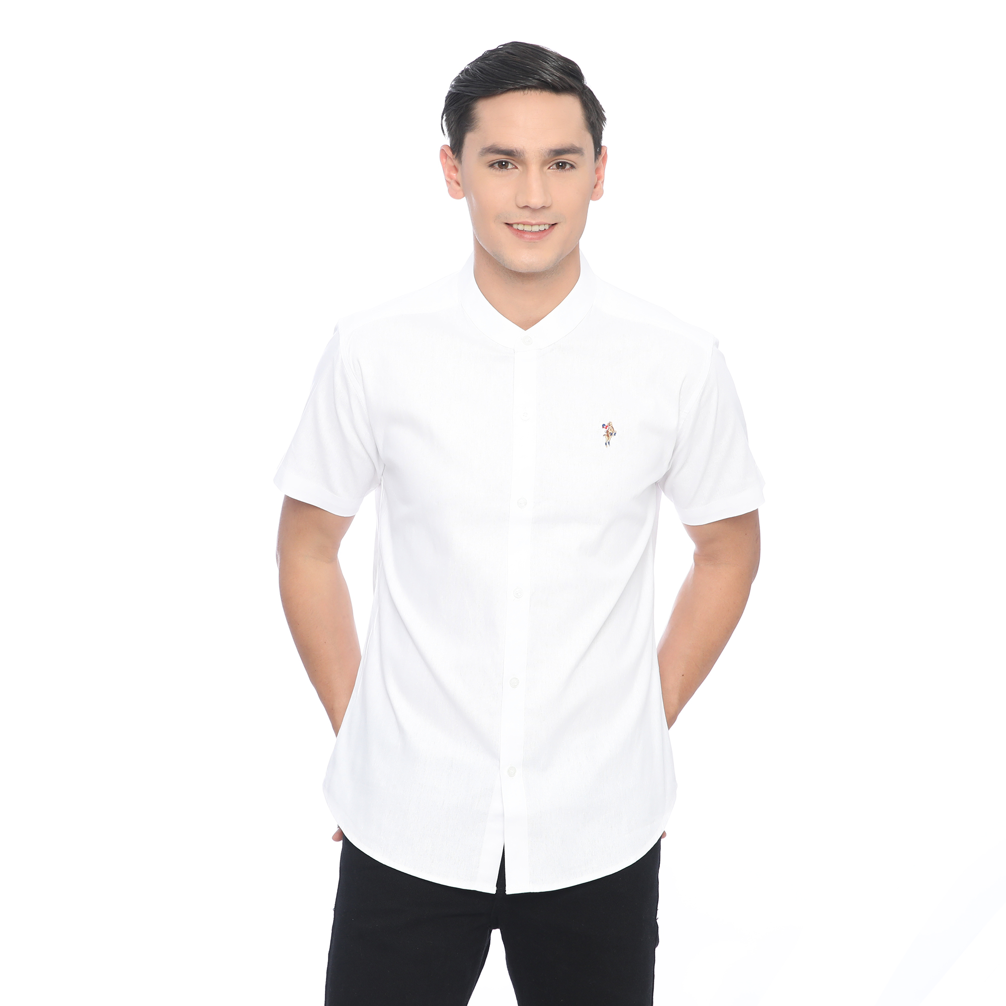 PLCLXVII - Kemeja Pria - Linen Kerah Shanghai Lengan Pendek 1604