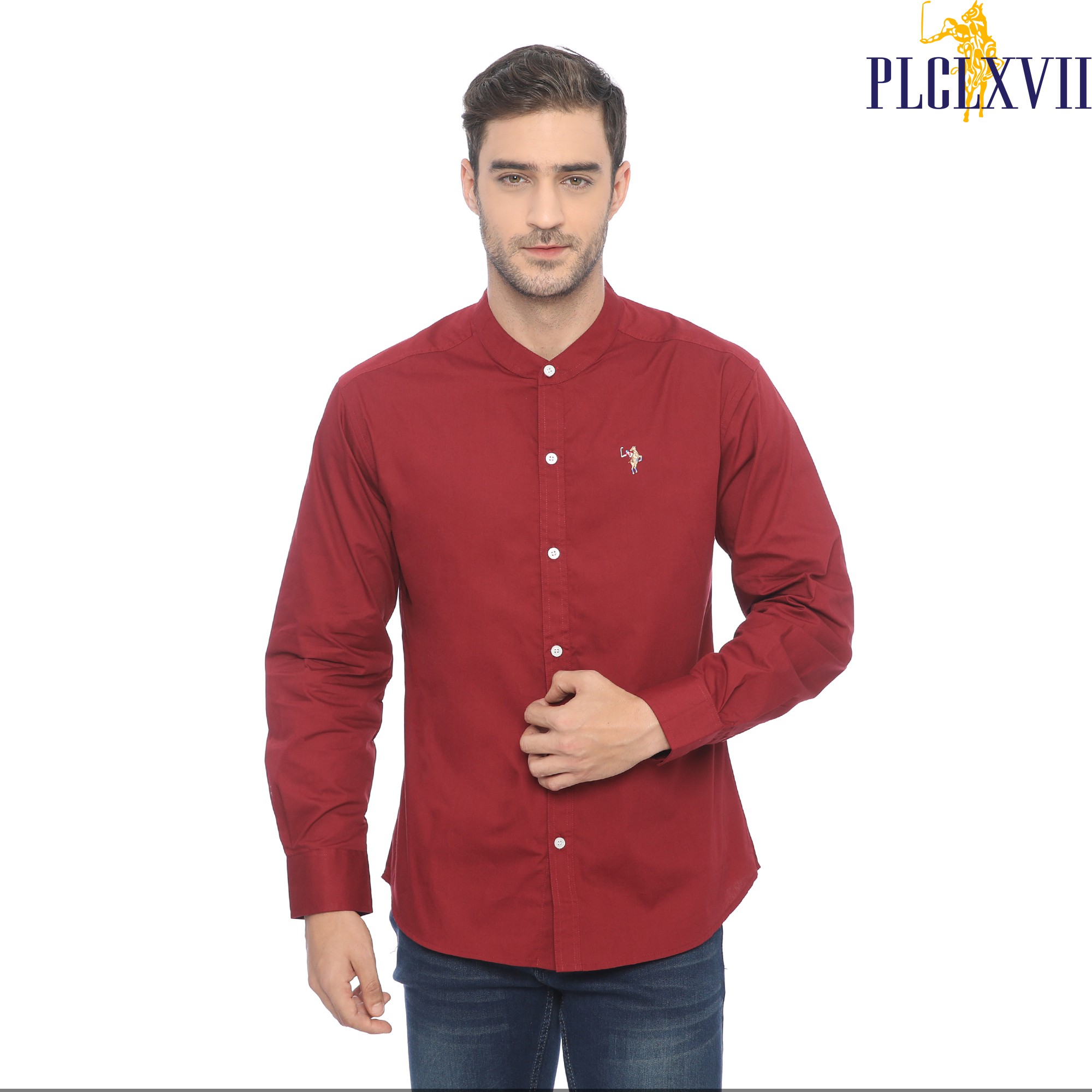 PLCLXVII - Kemeja Pria - Kerah Shanghai Lengan Panjang 1702