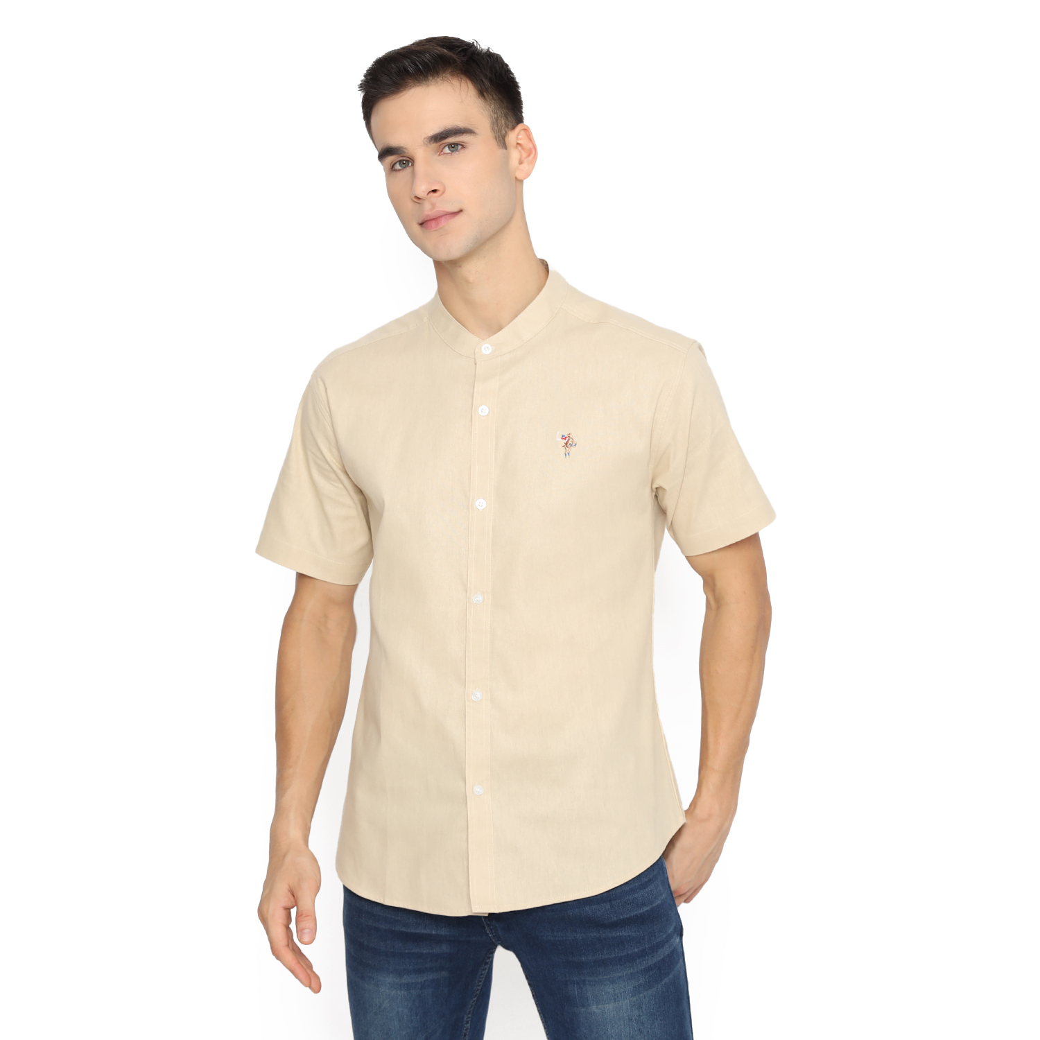 PLCLXVII - Kemeja Pria - Linen Kerah Shanghai Lengan Pendek 1604