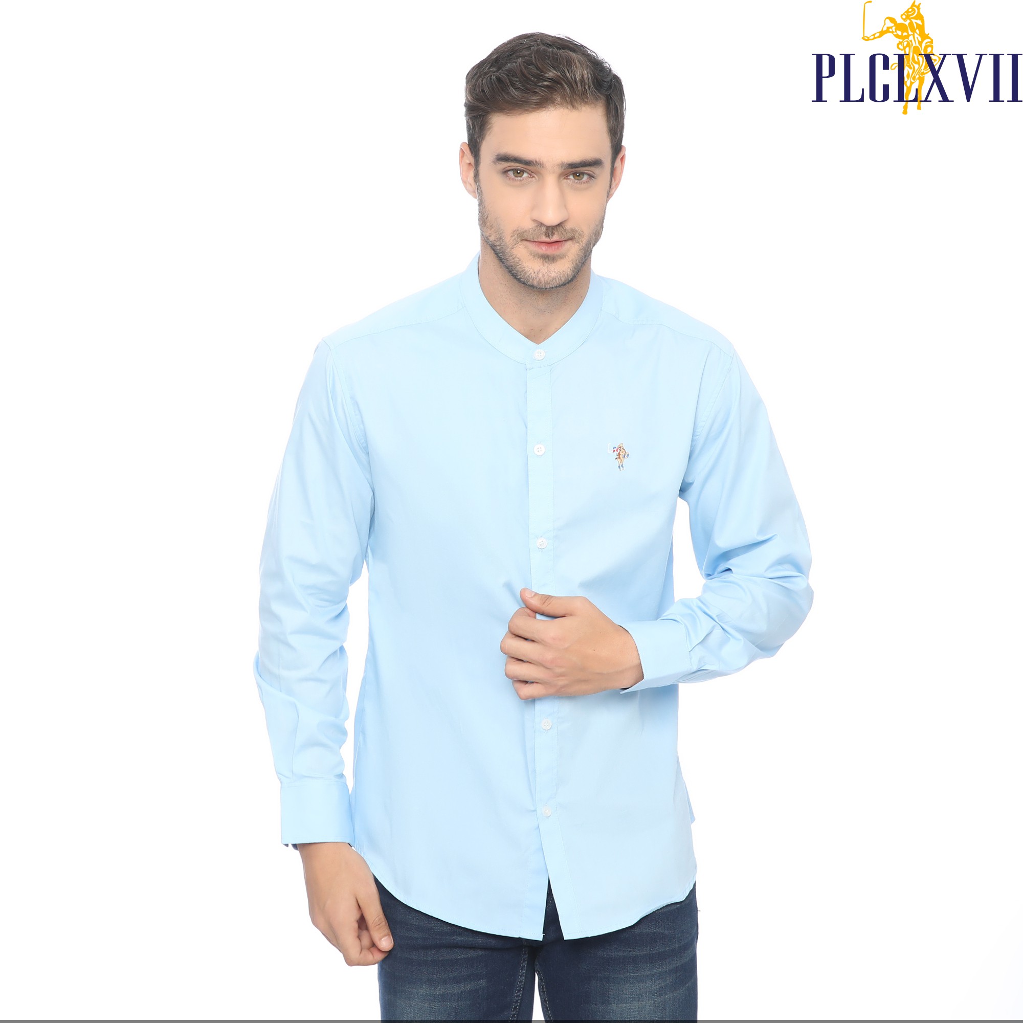 PLCLXVII - Kemeja Pria - Kerah Shanghai Lengan Panjang 1702