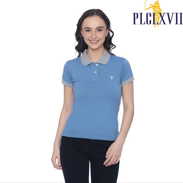 PLCLXVII - Polo Shirt Wanita - Kerah Warna Logo Kecil 5010 Kaos Pendek