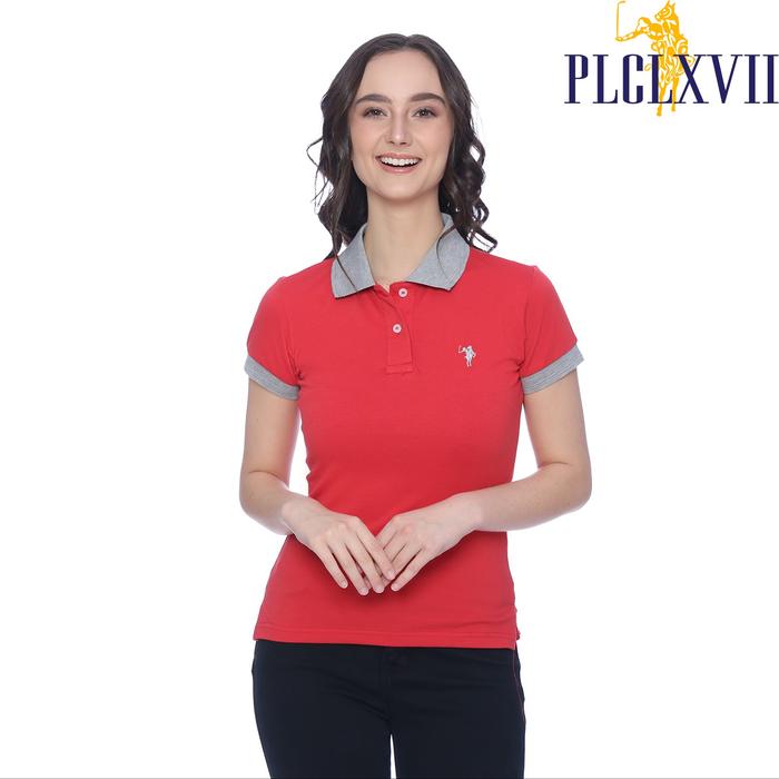 PLCLXVII - Polo Shirt Wanita - Kerah Warna Logo Kecil 5010 Kaos Pendek