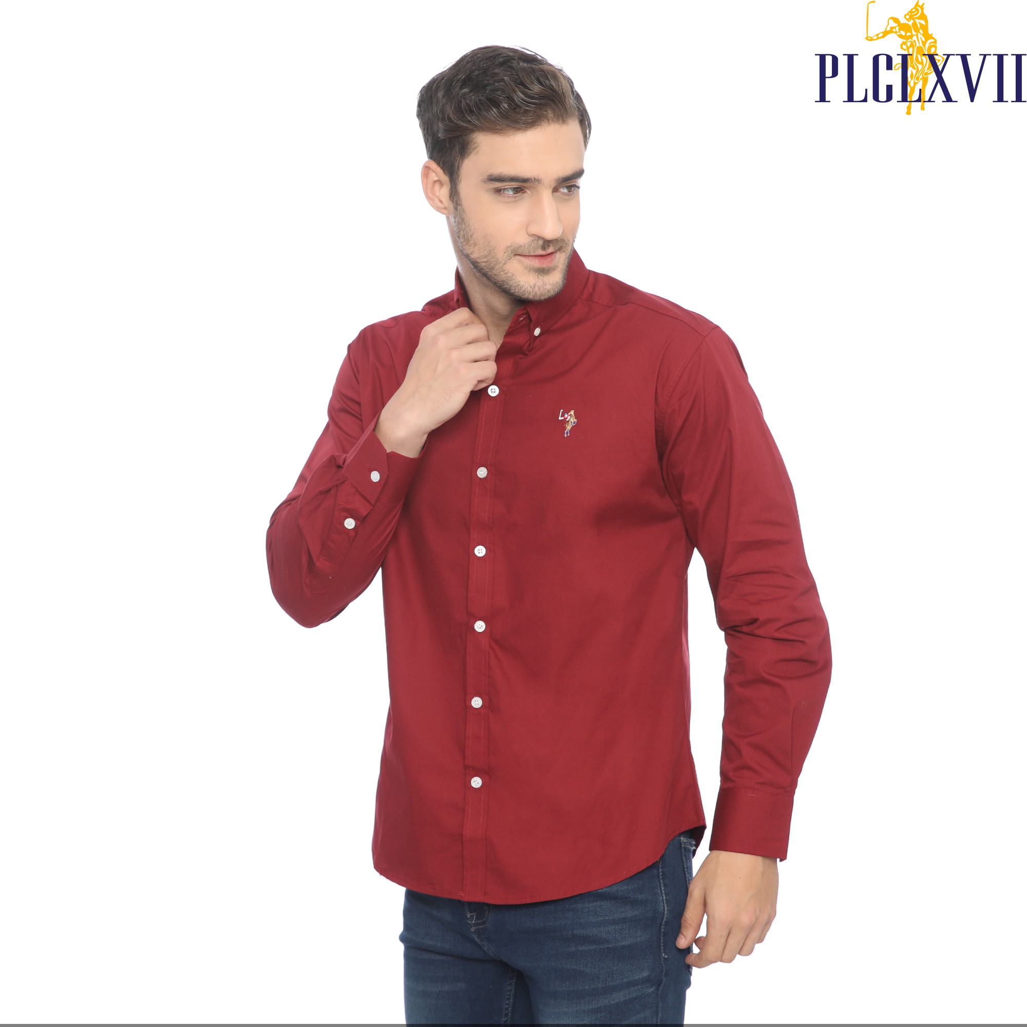 PLCLXVII - Kemeja Pria - Logo Kecil Lengan Panjang 1701