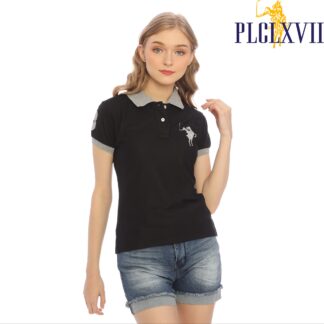 PLCLXVII - Polo Shirt Wanita - Kerah Warna Logo Besar 5102