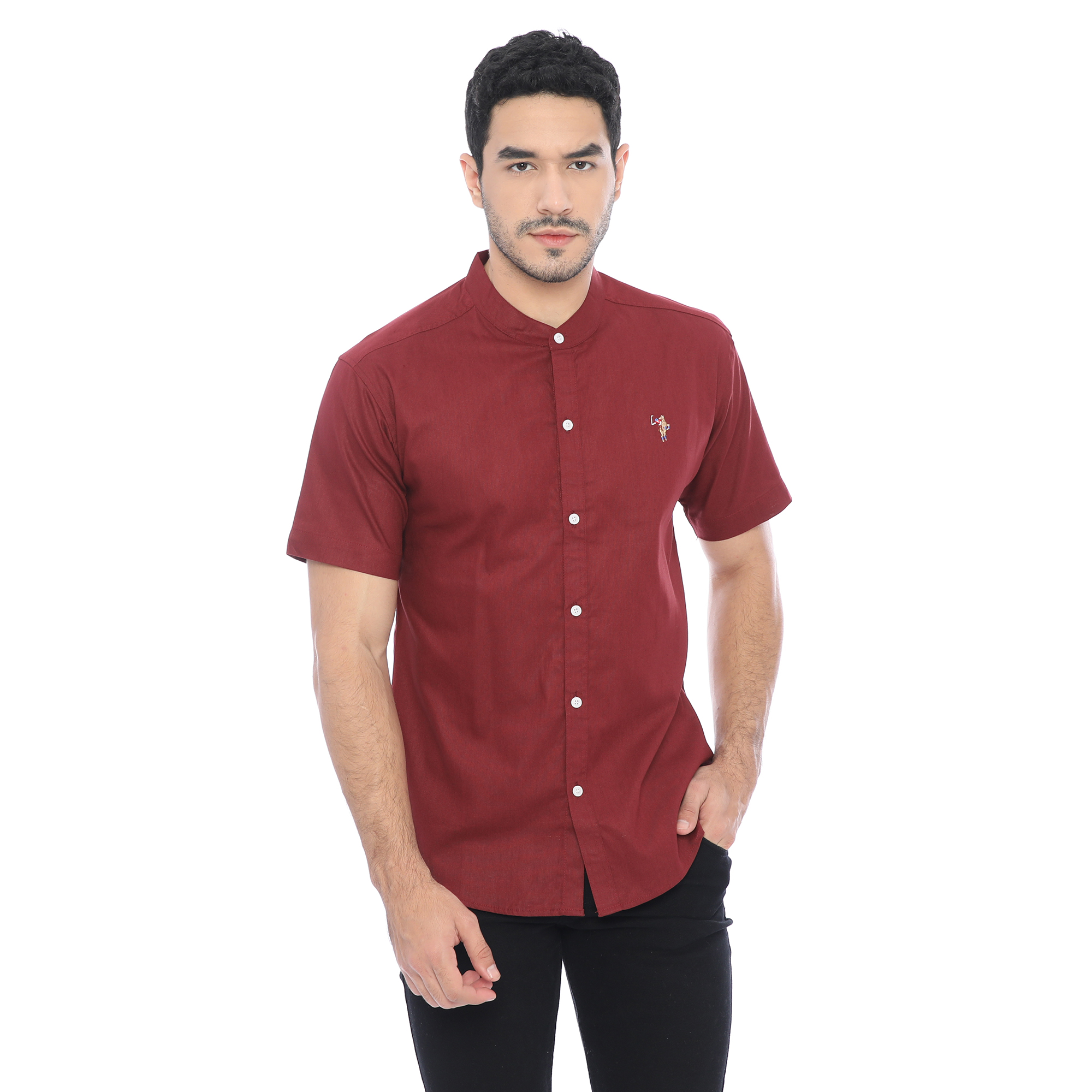 PLCLXVII - Kemeja Pria - Linen Kerah Shanghai Lengan Pendek 1604