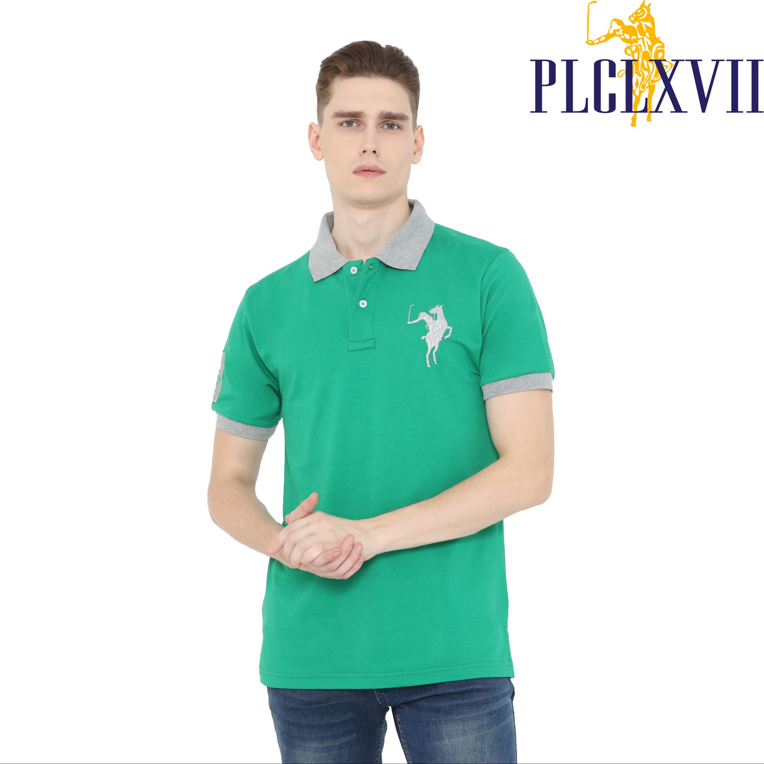 PLCLXVII - Polo Shirt Pria - Logo Besar Kerah Warna 1011
