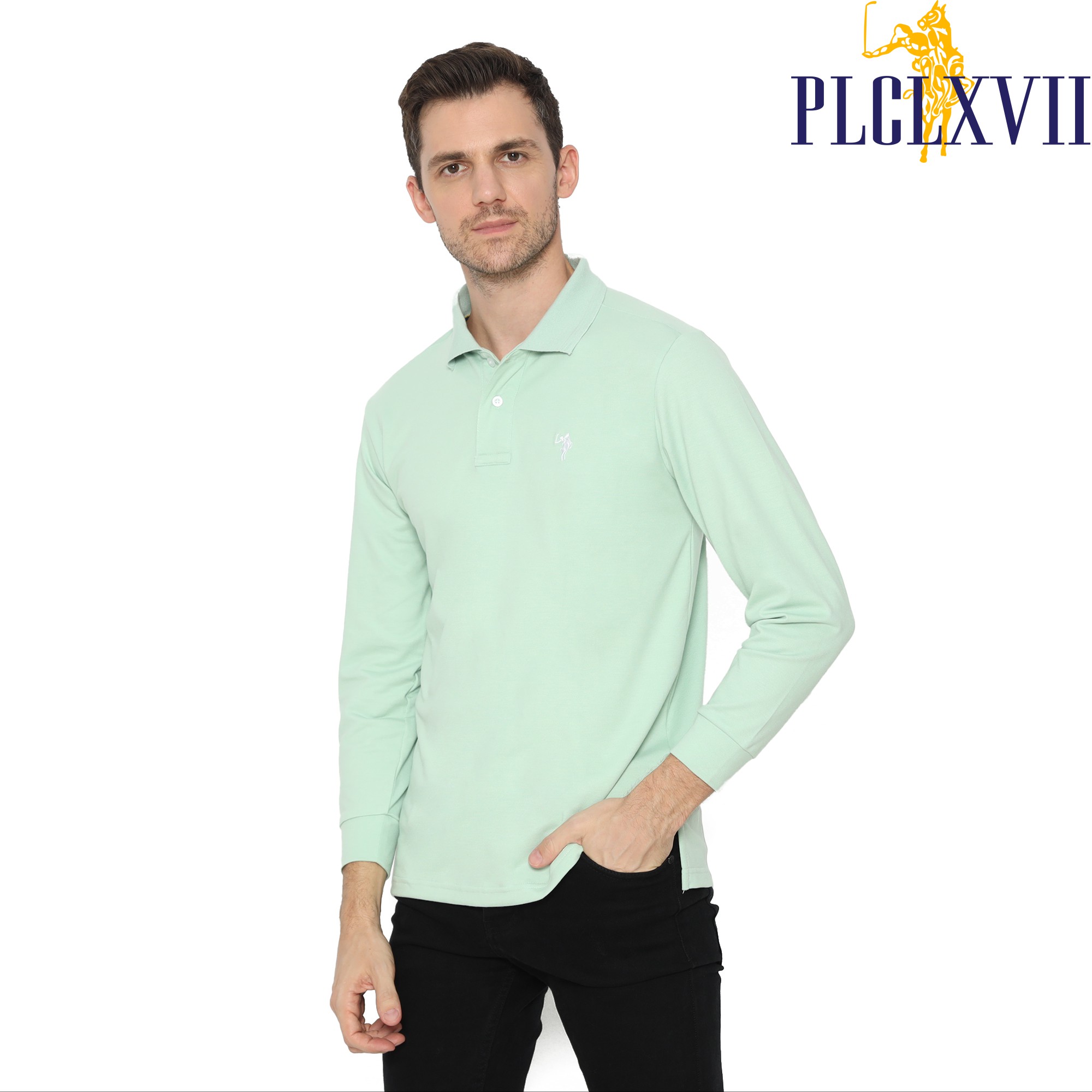 PLCLXVII - Polo Shirt - Lengan Panjang Logo Kecil 1005